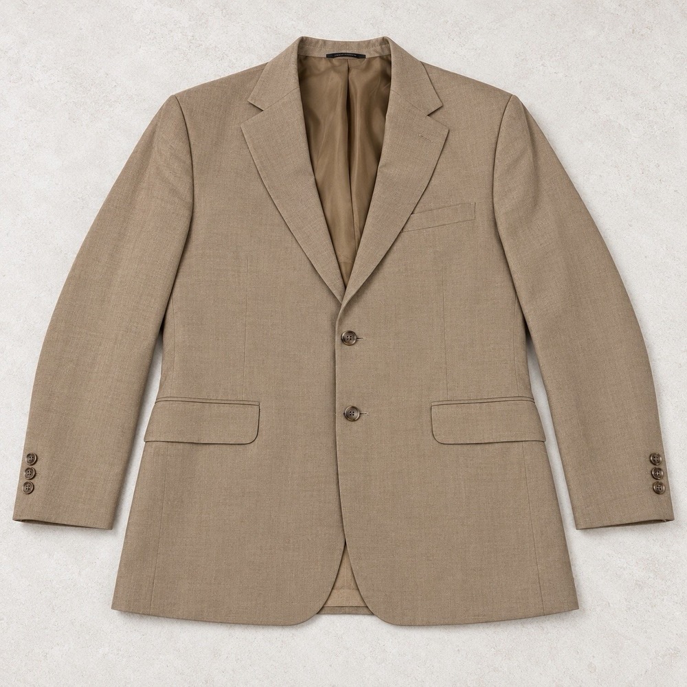 Brooks Brothers Linen Blazer 44R Mens Tan Beige 2 Button Sport Coat Jacket